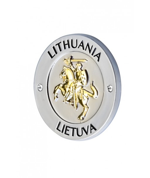 Apvalus metalinis magnetas su Vyčiu ir užrašu Lietuva Lithuania